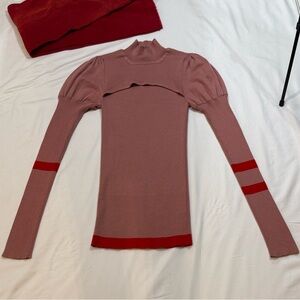 Maggie Marilyn "The Believer" Pink & Red Striped Merino Wool Turtleneck Sweater